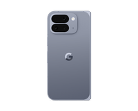 Google Pixel foldable phone back view, gray finish, dual cameras and flash