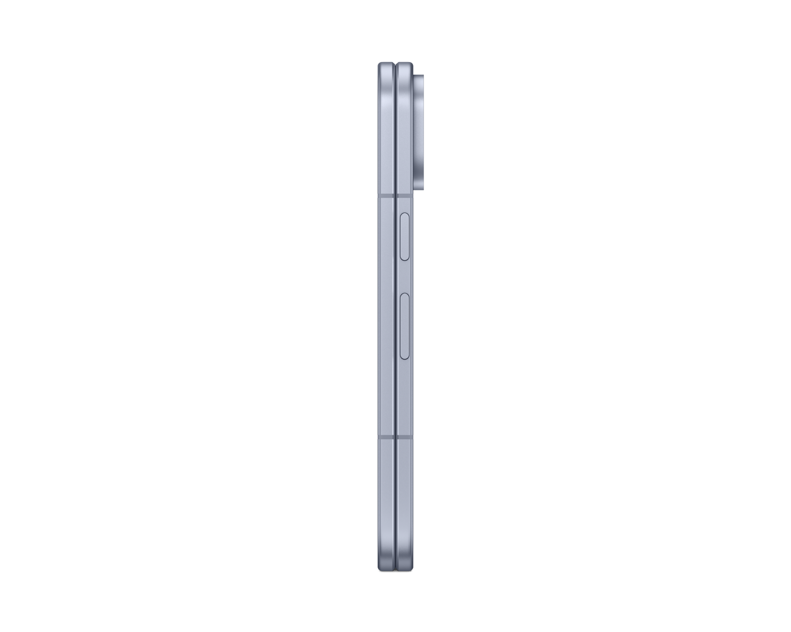 Google Pixel foldable phone side profile, slim silver frame and buttons