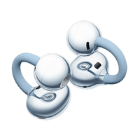 White open-ear earbuds with charging case, earbuds displayed side by side