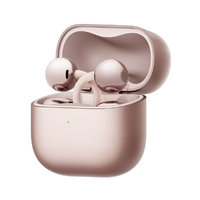 Rose gold open-ear earbuds with charging case, earbuds visible with case open