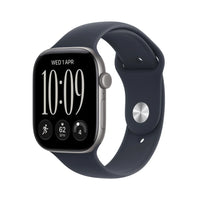 Aluminum Apple Watch with sport band, space gray case and navy band