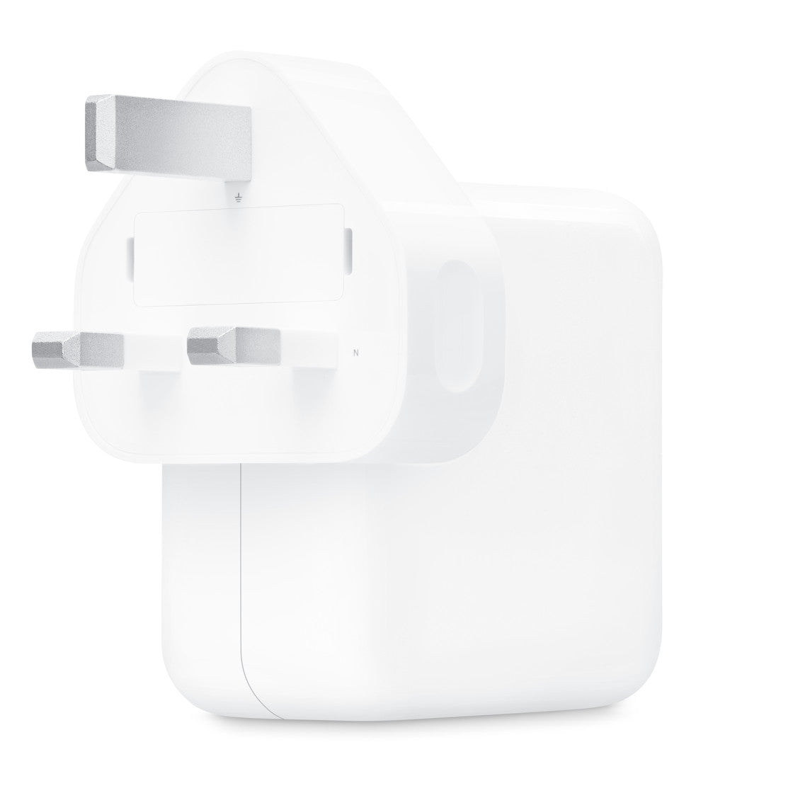 Apple 35W dual USB-C power adapter with two-prong plug, white