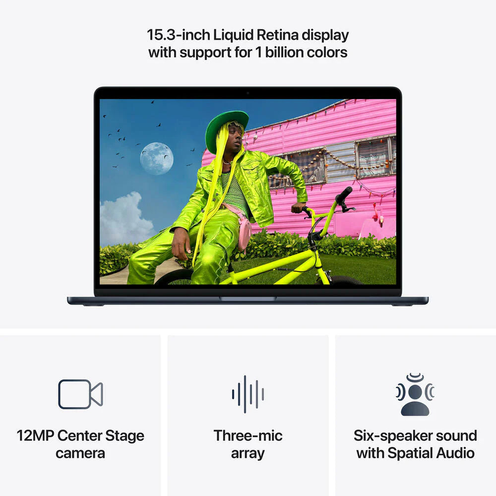 MacBook Air 13-inch with Liquid Retina display showing a person outdoors