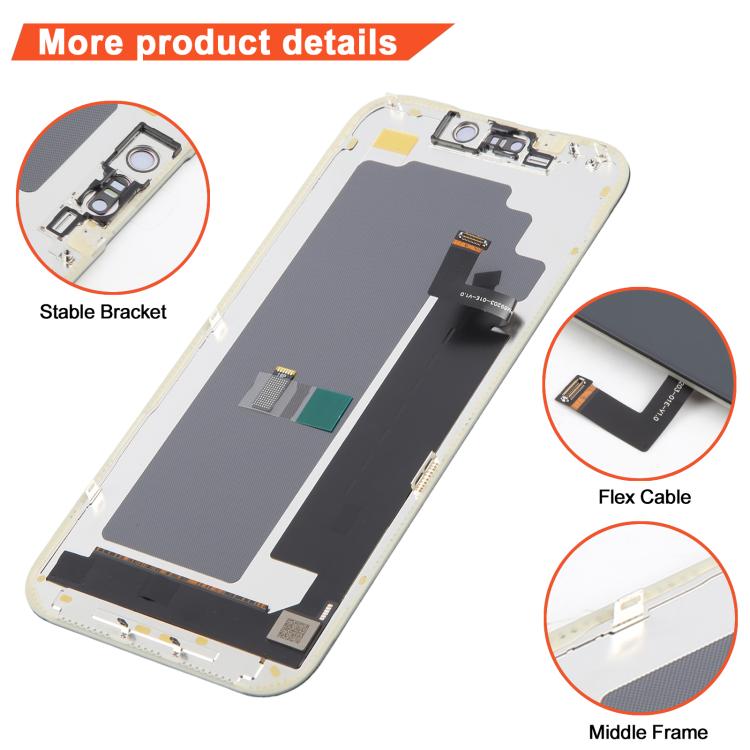 OLED display assembly with flex cable and middle frame components