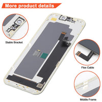 OLED display assembly with flex cable and middle frame components
