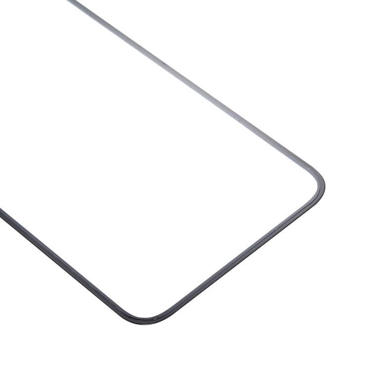 iPhone X front glass replacement corner close-up, black frame edge