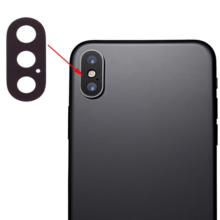 iPhone X rear dual camera lens replacement, black housing with two lens openings