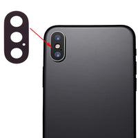 iPhone X rear dual camera lens replacement, black housing with two lens openings