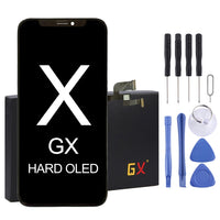 iPhone X GX Hard OLED screen replacement kit with tools and phone front display