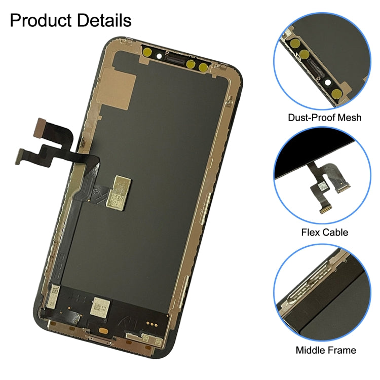 iPhone X GX OLED screen replacement module with flex cable and circuit contacts