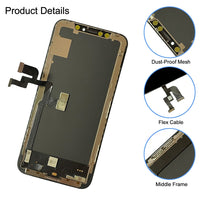 iPhone X GX OLED screen replacement module with flex cable and circuit contacts