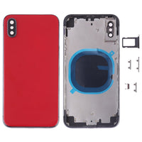 iPhone X housing case, red back with dual camera cutout and side buttons