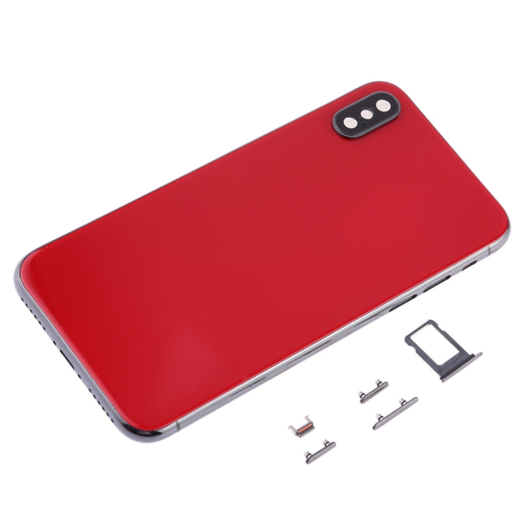 iPhone X housing, red back panel with dual camera opening; included small parts