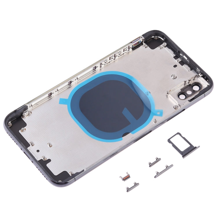 iPhone X housing interior frame with camera openings, speaker cutouts, and screws