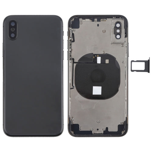 iPhone X housing back cover, black rear shell with camera and side cutouts