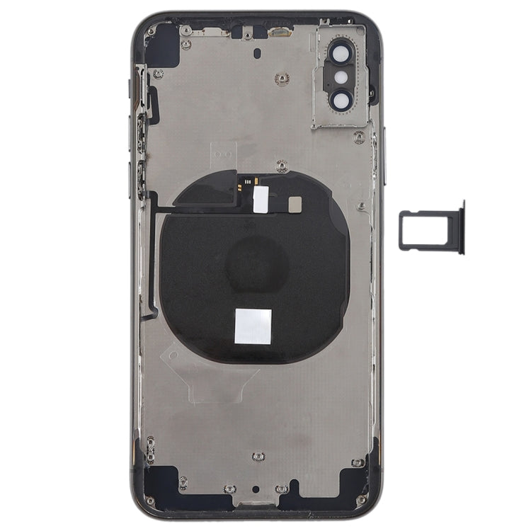 iPhone X housing rear frame, exposed internal components and dual camera openings
