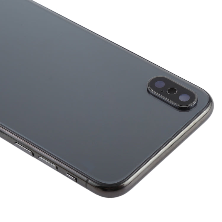 iPhone X housing, black front edge detail with camera bump at top corner