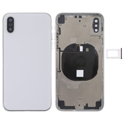 iPhone X housing back cover, white rear shell with camera and side cutouts