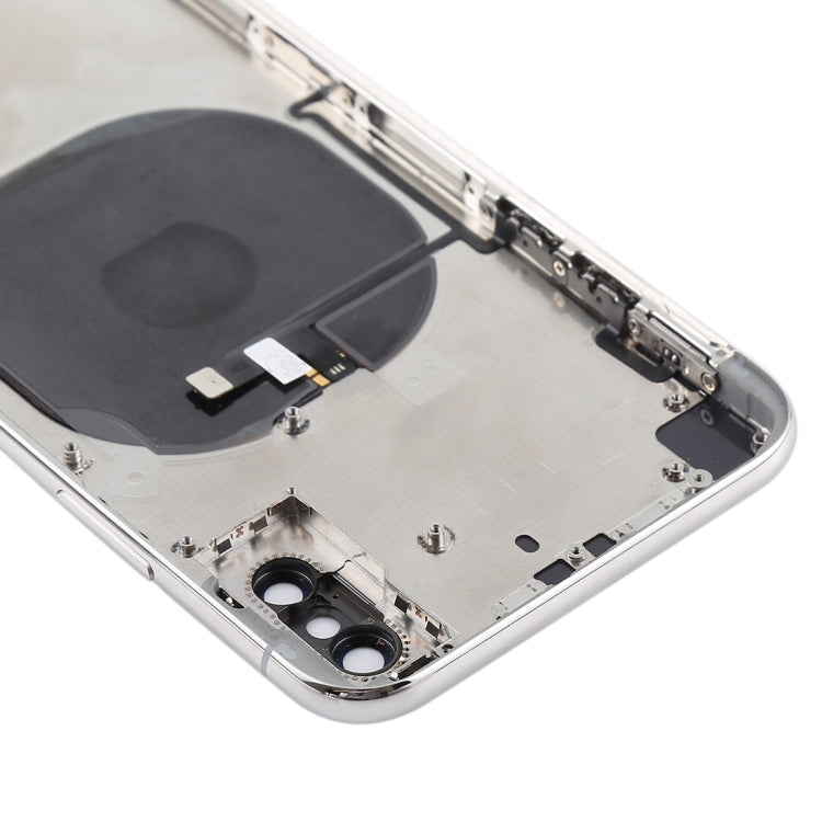 iPhone X housing, white interior frame with speaker cutout and metal frame parts
