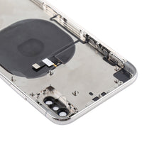 iPhone X housing, white interior frame with speaker cutout and metal frame parts