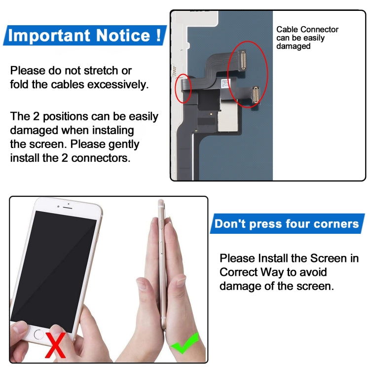 iPhone X screen replacement flex cables and two connector points