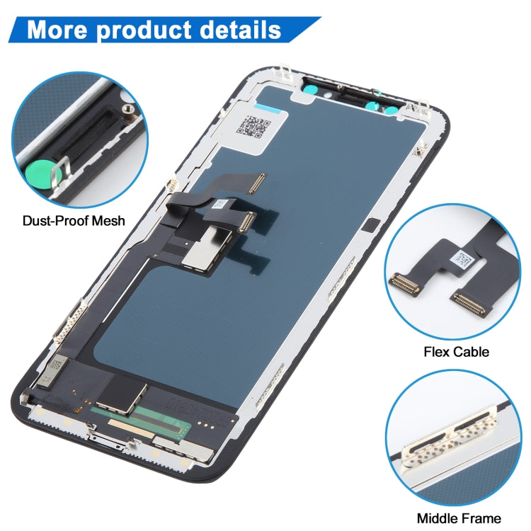 JK InCell display assembly with flex cable, middle frame, and dust-proof mesh
