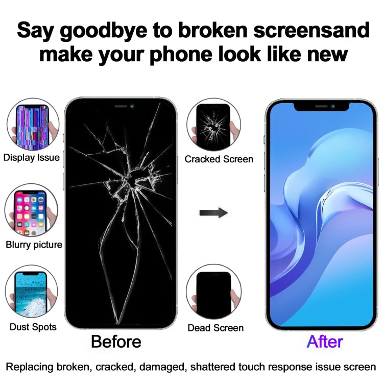 iPhone X screen replacement before-and-after: cracked screen fixed with new display