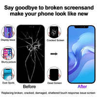 iPhone X screen replacement before-and-after: cracked screen fixed with new display