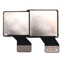 Back side dual camera flex ribbon with exposed contacts and metal cover plates