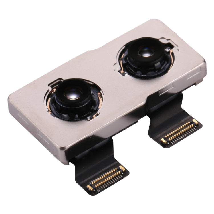 Angled view dual rear camera assembly with two lenses and ribbon cable