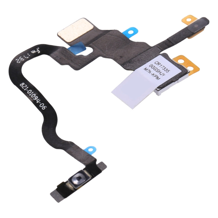 iPhone X power button flex replacement with printed part number and camera-style switch module
