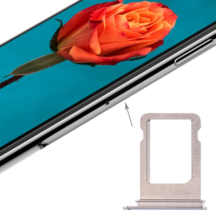 iPhone X card tray replacement, silver tray shown next to phone side opening