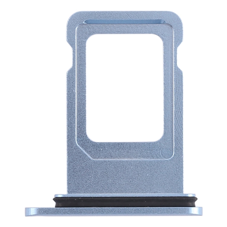Blue SIM card tray replacement for iPhone XR, front view with base edge