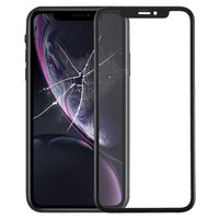 iPhone XR front glass and frame replacement, front glass panel and black frame pieces