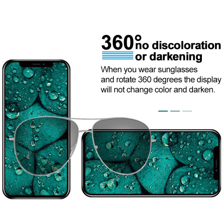 iPhone XR LCD screen replacement with green raindrop wallpaper on curved front glass