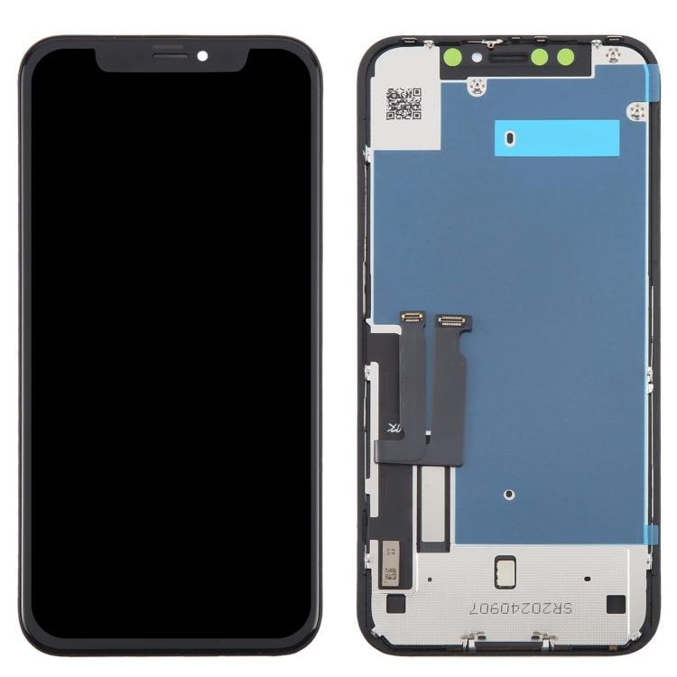 iPhone XR screen replacement, front glass and back panel assembly shown