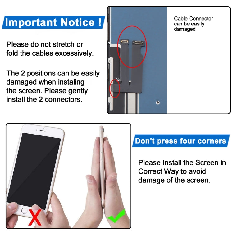 iPhone XR replacement screen connectors and cable positions for careful installation