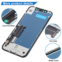 iPhone XR JK INcell display back with flex cables and middle frame