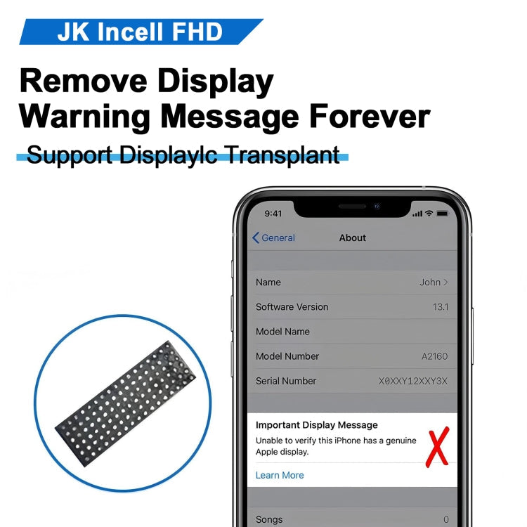 iPhone XR JK INcell remove display warning message screen replacement