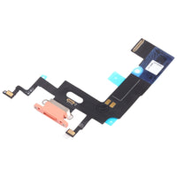 iPhone XR charging port flex replacement, black ribbon with red charging port and connectors