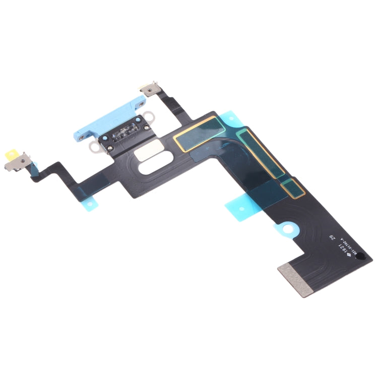 iPhone XR charging port flex replacement, black cable with internal board and gold contacts