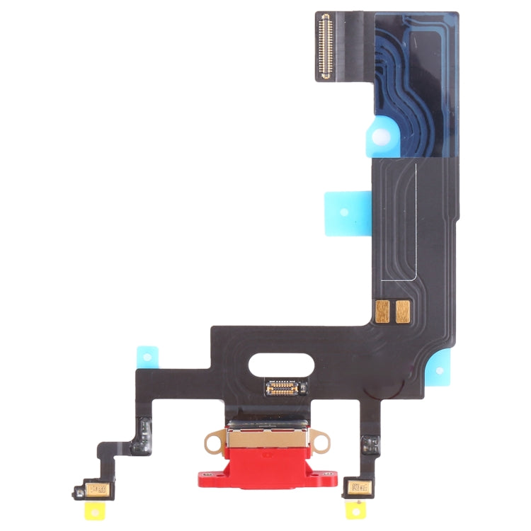 iPhone XR charging port flex replacement, black flex with red charging port connector