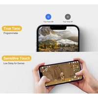 iPhone XR GX LCD screen with true tone effect and hands holding the phone