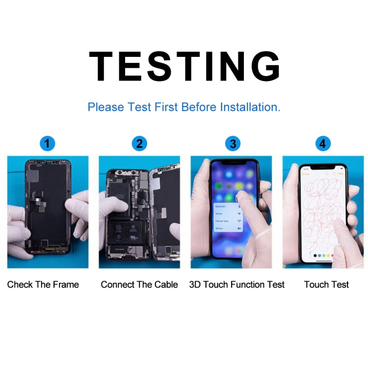 iPhone XR Incell screen replacement testing steps with phone and touch interface