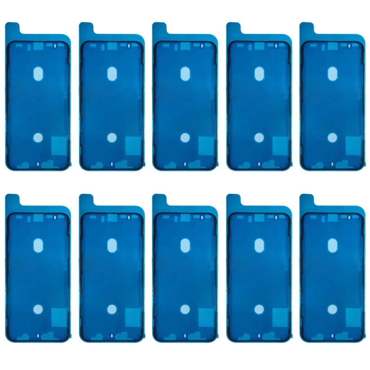 iPhone XS LCD bezel adhesive frames, multiple blue repair stickers for installation