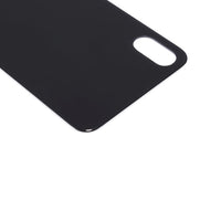 iPhone XS back glass replacement—black, close-up camera opening and rounded corners
