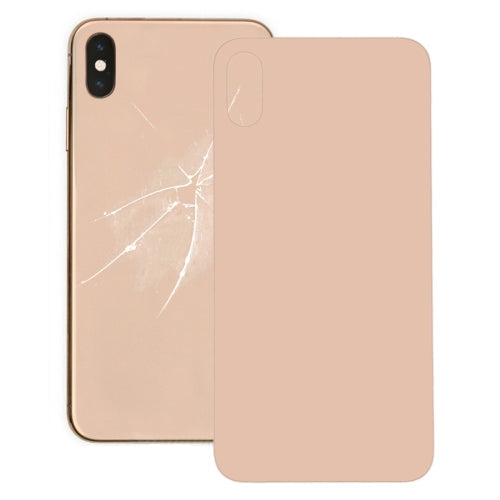 iPhone XS back glass replacement—gold, cracked panel with camera cutout