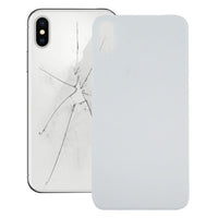 iPhone XS back glass replacement—white, cracked panel with camera cutout