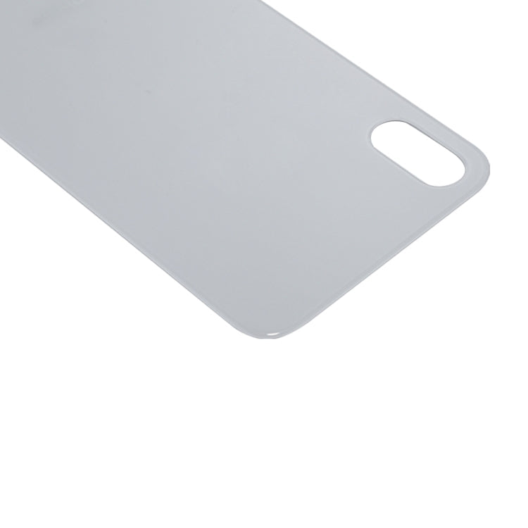 iPhone XS back glass replacement—white, close-up of camera side cutout and edges