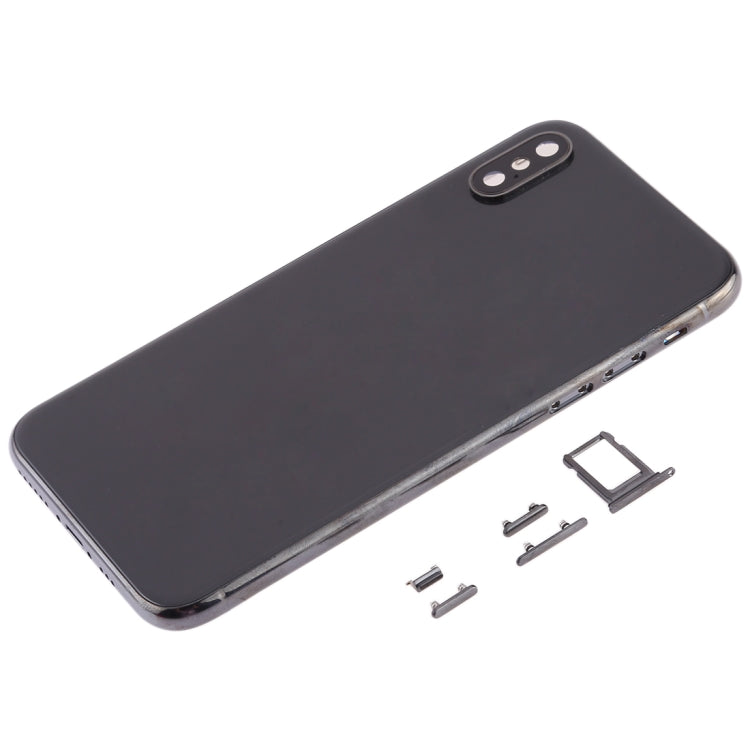 iPhone XS back housing, black rear cover with SIM tray and side key parts